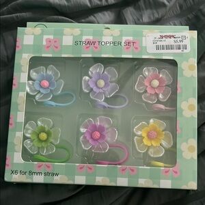 Floral Straw Topper Set